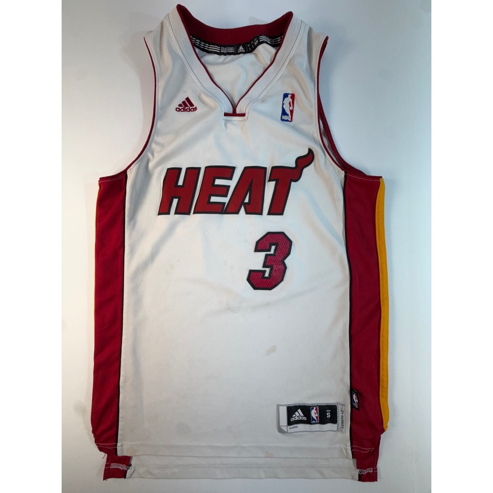 Adidas Miami Heat Dwyane Wade 3 NBA Jersey White Small 7912A 02/14